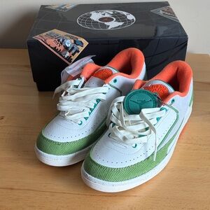 WMNS Air Jordan 2 Retro Low SP Sneakers White, Green, and Orange 9W/7.5M NIB